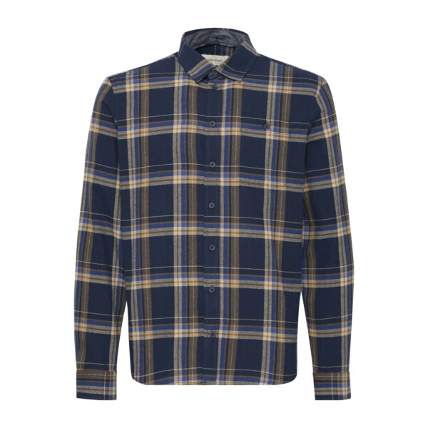 Chemise à carreaux manches longues Marine & Camel – Blend – Image 4