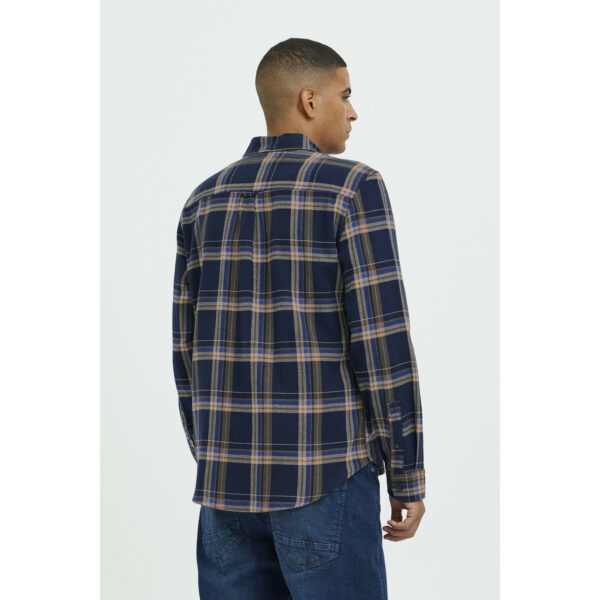 Chemise à carreaux manches longues Marine & Camel – Blend – Image 3